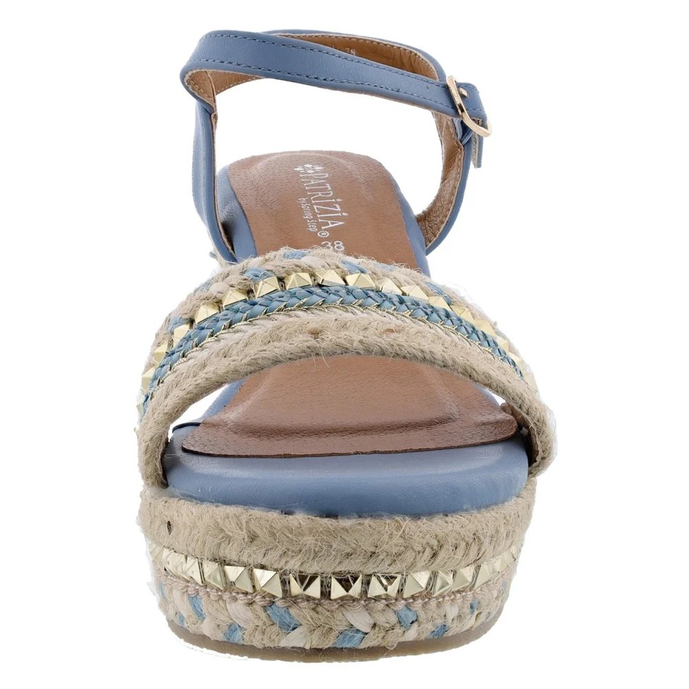 Patrizia Tisch Woven Wedge Light Blue Embellished Espadrille Sandals US 9.5 EU41